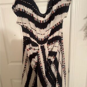 Chic Striped Black, Beige and White Dress